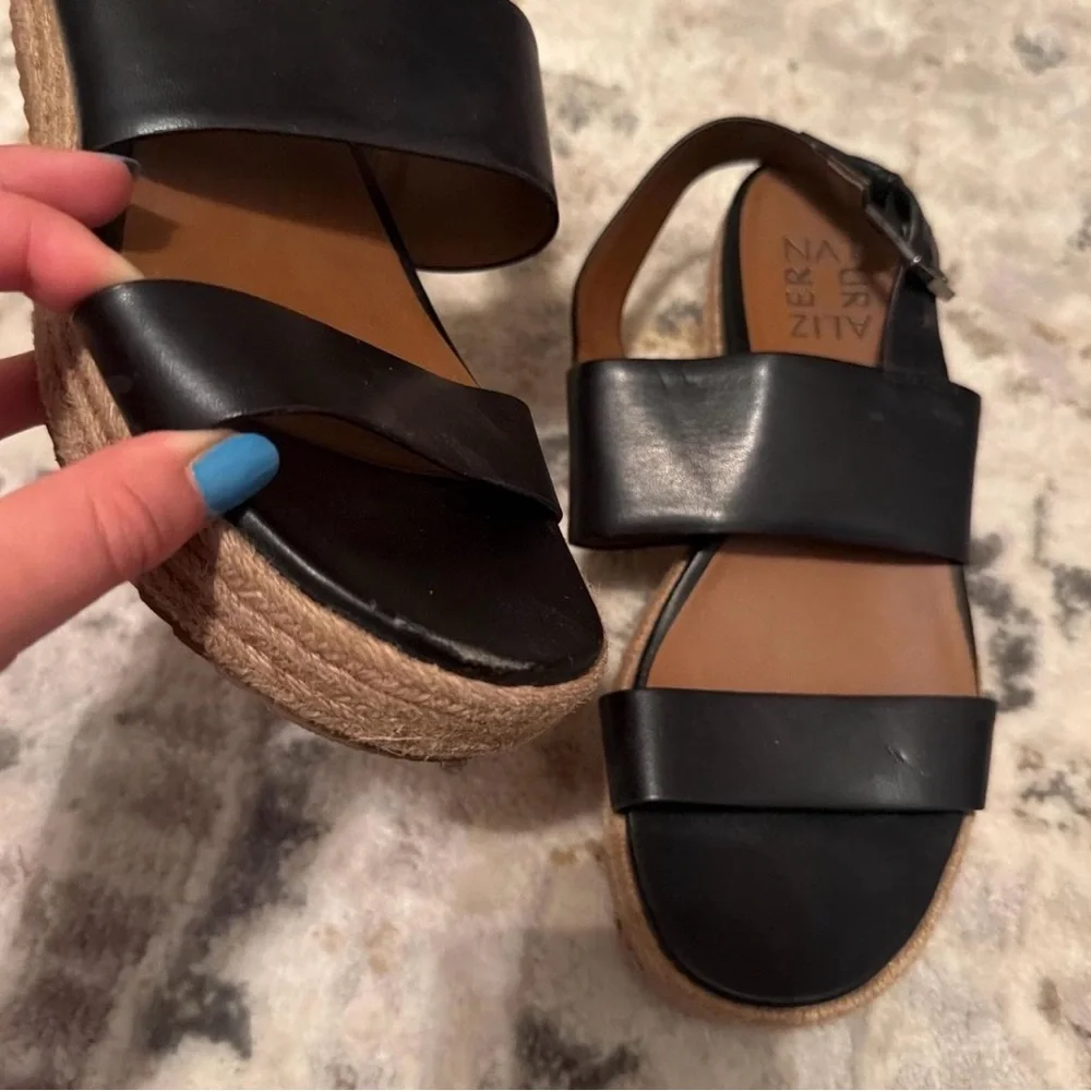 Naturalizer Black Sandals with braided bottom